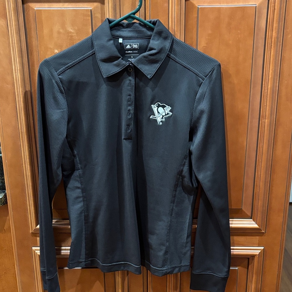 Antigua Black Polo with Penguins Logo